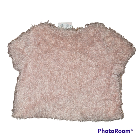 Eloquii Size 18/20 pink faux feather short sleeve crop top nwt - Picture 3 of 3